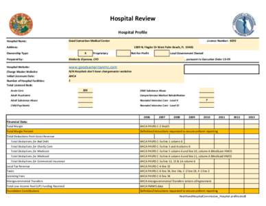 Hospital Review Hospital Profile Hospital Name: Good Samaritan Medical Center