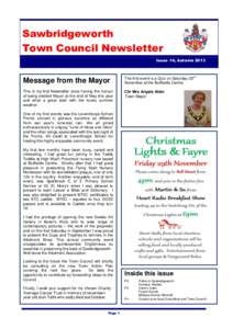 Sawbridgeworth Town Council Newsletter Issue 14, Autumn 2013 Message from the Mayor