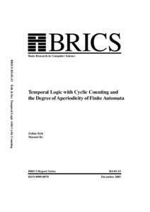 BRICS  Basic Research in Computer Science ´ BRICS RSEsik & Ito: Temporal Logic with Cyclic Counting