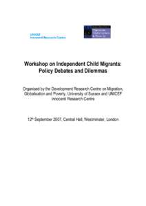Microsoft Word - Workshop report Independent Child Migrants September 2007.doc