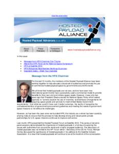 View this email online  Hosted Payload Advances from HPA About HPA
