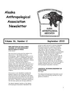 Alaska Anthropological Association Newsletter  Volume 36, Number 2