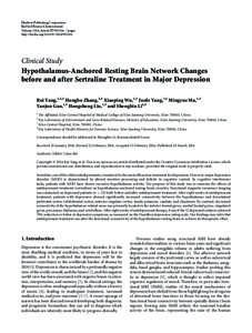 Hypothalamus-Anchored Resting Brain Network Changes before and after Sertraline Treatment in Major Depression
