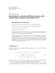 Quenching for a Reaction-Diffusion System with Coupled Inner Singular Absorption Terms