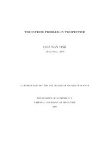 THE INVERSE PROBLEM IN PERSPECTIVE  CHIA WAN TING