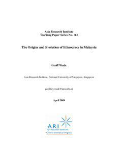 Asia Research Institute   Working Paper Series No. 112