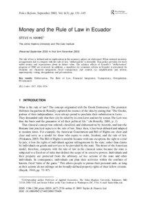 Policy Reform, September 2003, Vol. 6(3), pp. 131–145  Money and the Rule of Law in Ecuador