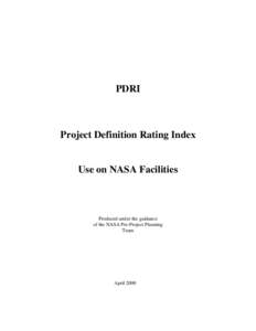 PDRI  Project Definition Rating Index Use on NASA Facilities