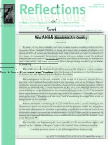 Reflections  NUMBER 37 NOVEMBER, 2012  A NEWSLETTER PUBLISHED BY SCIENCE CURRICULUM INC.
