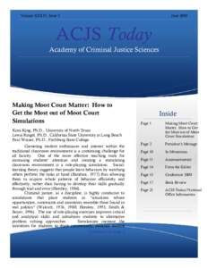 Volume XXXIV, Issue 2  June 2009 ACJS Today Academy of Criminal Justice Sciences