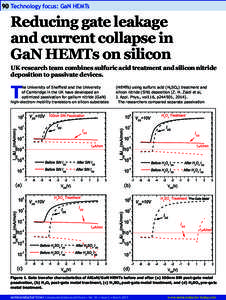 90 Technology focus: GaN HEMTs  Reducing gate leakage and current collapse in GaN HEMTs on silicon UK research team combines sulfuric acid treatment and silicon nitride