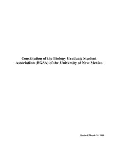 Constitution of the Biology Graduate Student Association (BGSA) of the University of New Mexico
