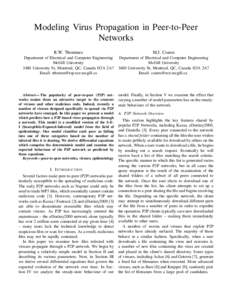 Modeling Virus Propagation in Peer-to-Peer Networks R.W. Thommes M.J. Coates