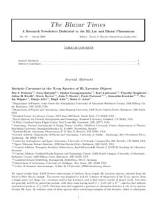 T he Blazar T imes A Research Newsletter Dedicated to the BL Lac and Blazar Phenomena No. 67 — March 2005 Editor: Travis A. Rector ()