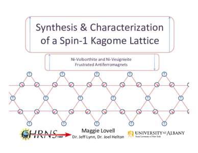Synthesis & Characterization  of a Spin‐1 Kagome Lattice Ni‐Volborthite and Ni‐Vesignieite Frustrated Antiferromagnets  Maggie Lovell