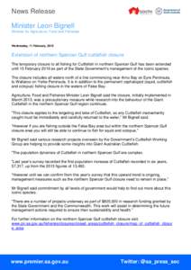 News Release Minister Leon Bignell Minister for Agriculture, Food and Fisheries Wednesday, 11 February, 2015