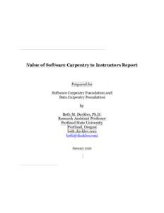 Value of Software Carpentry to Instructors Report  Prepared for Software Carpentry Foundation and Data Carpentry Foundation by