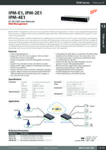 TDM Series - TDM over IP  IPM-E1, IPM-2E1 IPM-4E1 E1/2E1/4E1 over Ethernet Web Management