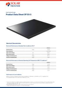 Solar Frontier Europe  Product Data Sheet SF155-S Electrical Characteristics Electrical Performance at Standard Test Conditions (STC)*1