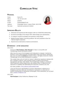 CURRICULUM VITAE PERSONAL Name Liansu Yu