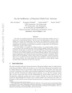 On the Inefficiency of Standard Multi-Unit Auctions  arXiv:1303.1646v2 [cs.GT] 27 Jun 2013 Bart de Keijzer1