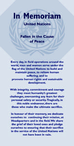 asdf In Memoriam United Nations Fallen in the Cause of Peace