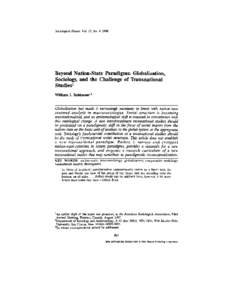 Sociological Forum, Vol. 13, No. 4, 1998  Beyond Nation-State Paradigms: Globalization,
