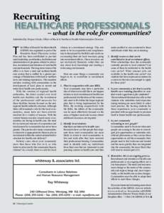 Rural culture / Rural health / Health care / The National AHEC Program / Royal Commission on the Future of Health Care in Canada / Health / Medicine / Healthcare