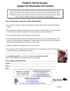 Support & Information for Families About Pediatric Dental Surgery
