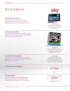 Annual Report 2014 Strategic report – At a glance Sky at a glance Consumer business