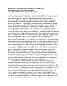    Book Proposal:  StudioLab Manifesto: Critical Design for Liberal Arts  Jon McKenzie, University of Wisconsin‐Madison   Alainya Kavaloski, State University of New York‐Canton    