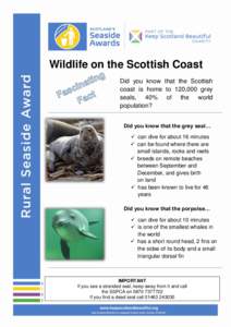 Wildlife on the Scottish Coast Did you know that the Scottish coast is home to 120,000 grey seals, 40% of the world population? Did you know that the grey seal…