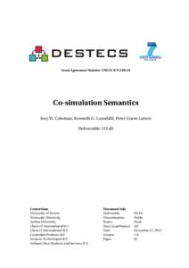 Grant Agreement Number: CNECT-ICTCo-simulation Semantics Joey W. Coleman, Kenneth G. Lausdahl, Peter Gorm Larsen Deliverable: D3.4b