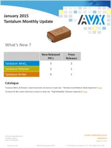 January 2015 Tantalum Monthly Update What’s New ? New Released PN´s