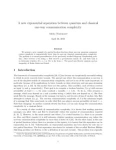 Computational complexity theory / Quantum information science / Communication / Communication complexity / PP / NP / One-Shot Entanglement-Enhanced Classical Communication / Decision tree model / Theoretical computer science / Applied mathematics / Quantum complexity theory