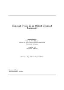 Non-null Types in an Object-Oriented Language Seminararbeit  Prof. Dr. P. H. Schmitt