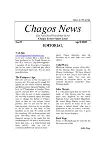 ISSN[removed]Chagos News The Periodical Newsletter of the Chagos Conservation Trust No.25