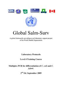 Global Salm-Surv A global Salmonella surveillance and laboratory support project of the World Health Organization Laboratory Protocols Level 4 Training Course
