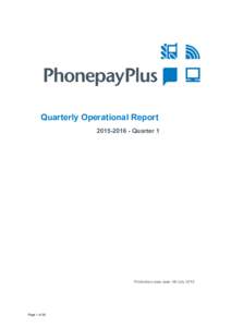 Quarterly Operational ReportQuarter 1 Publication data date: 09 JulyPage 1 of 36