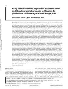 Early seral hardwood vegetation increases adult and fledgling bird abundance in Douglas-fir plantations of the Oregon Coast Range, USA