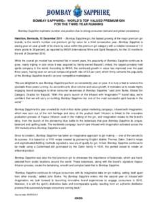 Bombay Sapphire - IWSR 2010 Press Release Global Version - FINAL