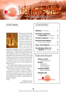 EDITORIAL  CONTENTS Editorial (W. Glänzel) ...................... 1  This year our community