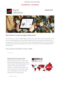 GSMA Digital Commerce December Update  View on Mobile Phone  |  View as Web Page December 2014