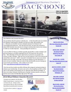 Delaware Small Business Chamber’s  Back Bone ISSUE 11 April 2014 Monthly Newsletter