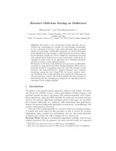 Resource Oblivious Sorting on Multicores Richard Cole 1 2