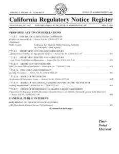 California Regulatory Notice Register 2016, Volume No. 14-Z