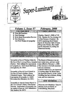 Super-Luminaiy HISTORICAL SOCIETY  Volume 1, Issue 57