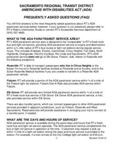 ADA Paratransit Riders Information FAQ for Website