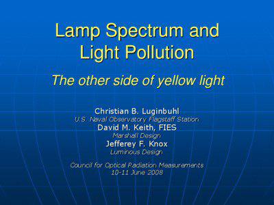 Lamp Spectrum and Light Pollution The other side of yellow light