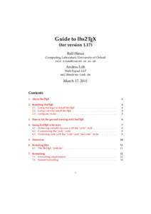 Guide to lhs2TEX (for versionRalf Hinze Computing Laboratory, University of Oxford 